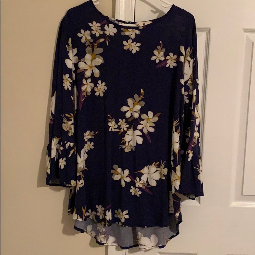 Navy blue & floral boutique shirt.